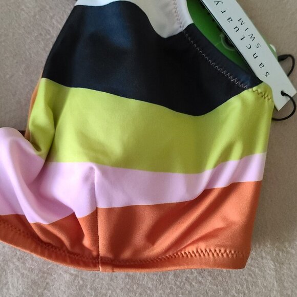 Sanctuary Float On Plunge Triangle Bikini Swim Top L Underwire Multicolor NWT - Picture 8 of 10